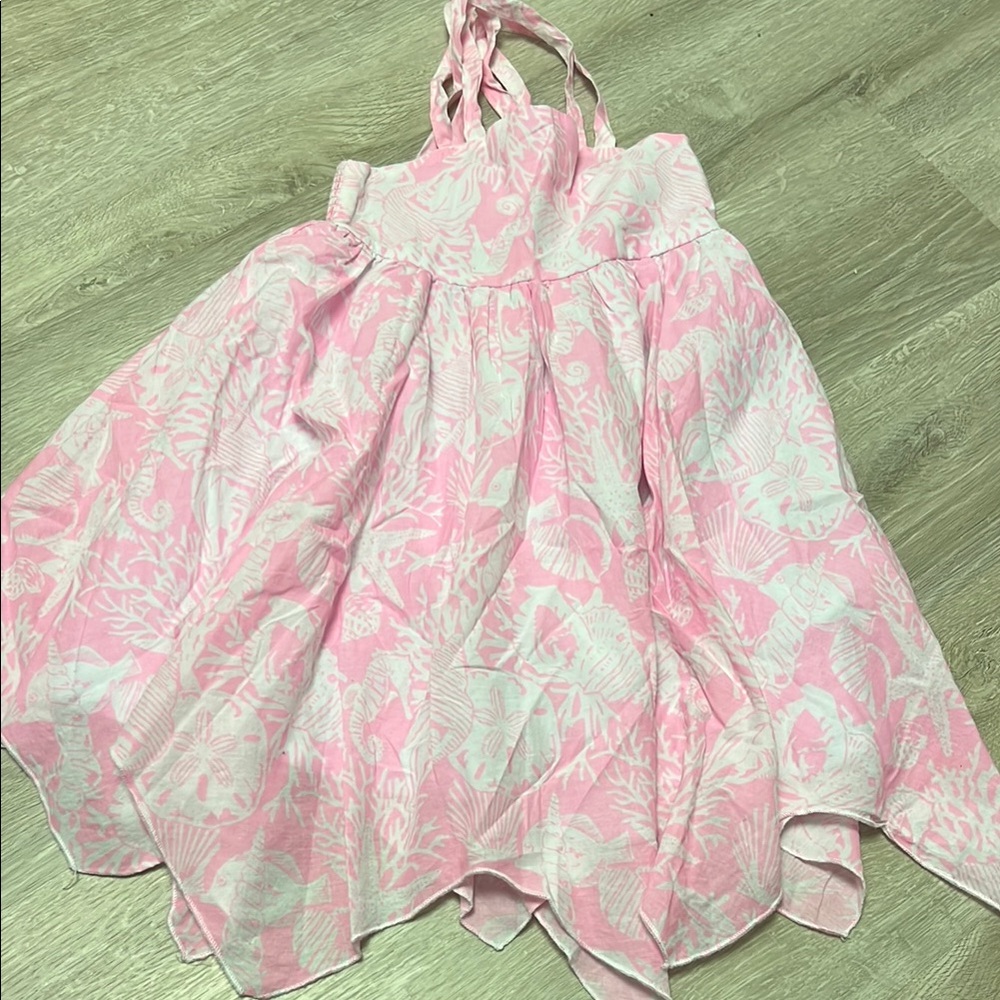 Pink and White Ocean Theme Halter Dress
